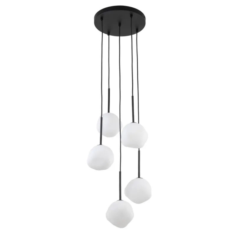 Hit cenowy Lampa wisząca szklana 5 punktowa Misty 37cm biały / czarny TK Lighting