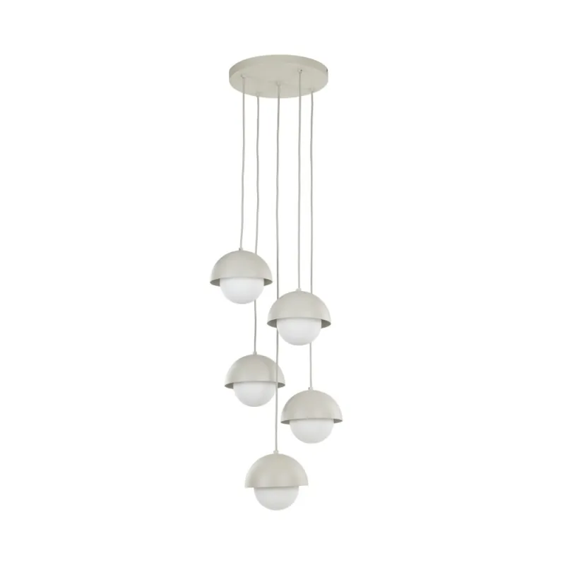 Cena promocyjna Lampa wisząca 5 punktowa ze szklanymi kulami Bono 32cm beż / biały TK Lighting