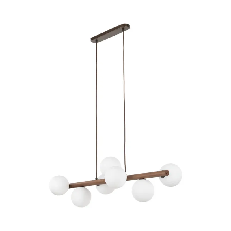 Lampa wisząca szklana 7 kul Estera 90cm biały / orzech TK Lighting Tani