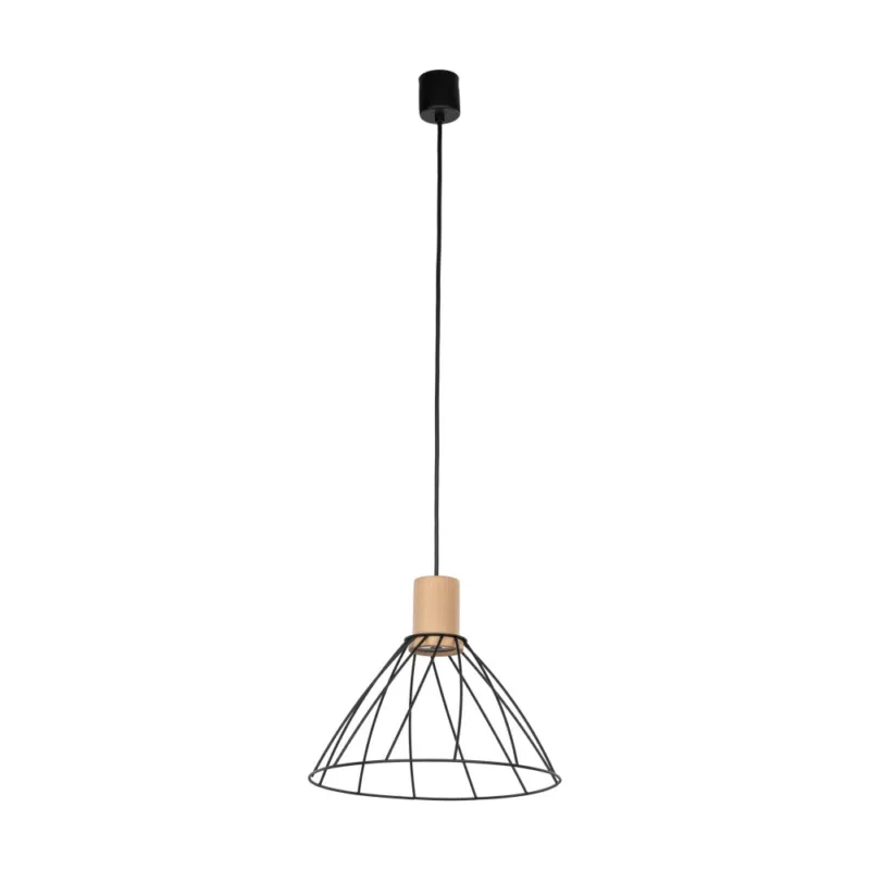 Darmowy zwrot Lampa wisząca druciana Modesto Wood 29,5cm czarny / sosna TK Lighting