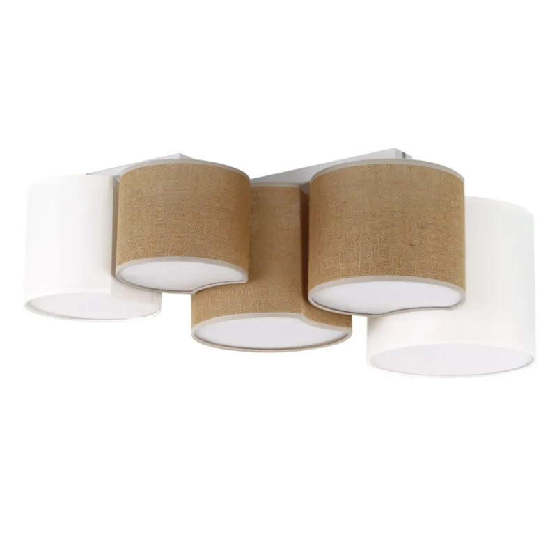 Tylko dziś Plafon boho 5 punktowy Mona 83x45cm juta / biały TK Lighting