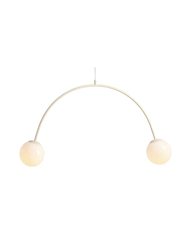 Promocja Lampa wisząca 2 szklane kule Una Coral 84cm biały / kremowy Aldex