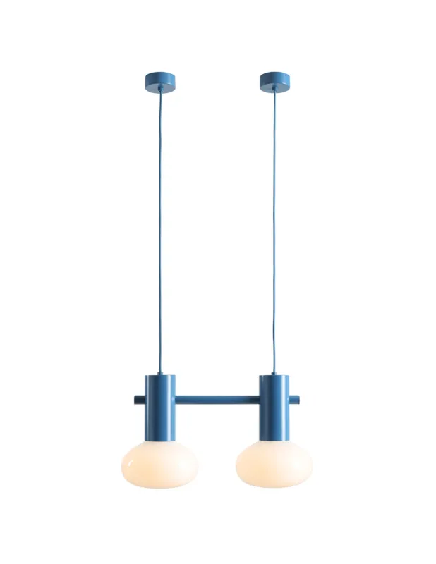 Lampa wisząca szklana Flo Sky II 46cm opal / niebieski Aldex Tani