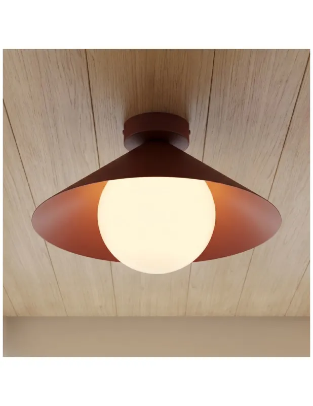 Bestseller Plafon stożek ze szklaną kulą Mono 30cm burgundowy / opal Emibig