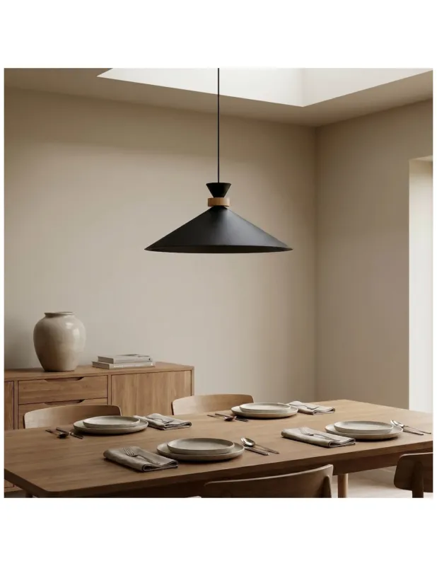Dostępne od ręki Lampa wisząca stożek Olivo 50cm czarna Emibig