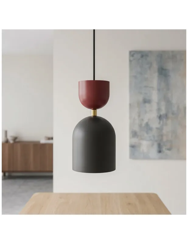 Ostatnie sztuki Lampa wisząca metalowa Gaudi 11cm czarny / burgund Emibig