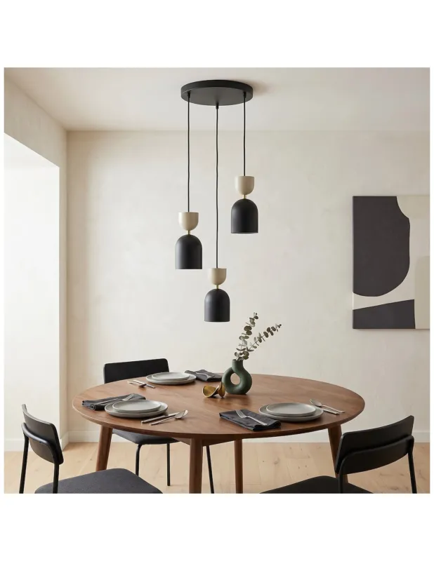 Zniżka Lampa wisząca metalowa 3 punktowa Gaudi 34cm czarny / mokka Emibig