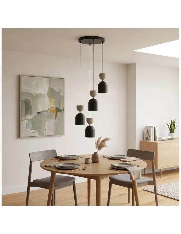 Lampa wisząca metalowa 4 punktowa Gaudi 38cm czarny / mokka Emibig Zniżka