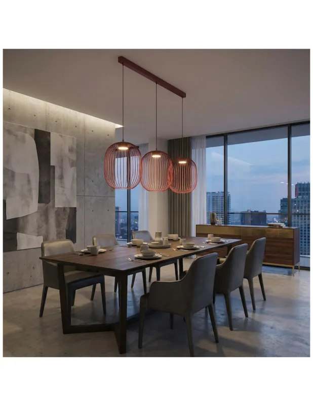Lampa wisząca druciana 3 punktowa na listwie Mantra 120cm burgund Emibig Popularny