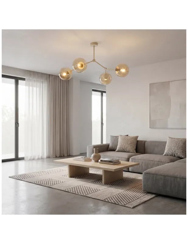 Ostatnia szansa Lampa sufitowa szklane kule Space IV 80cm bursztynowy / mokka Emibig