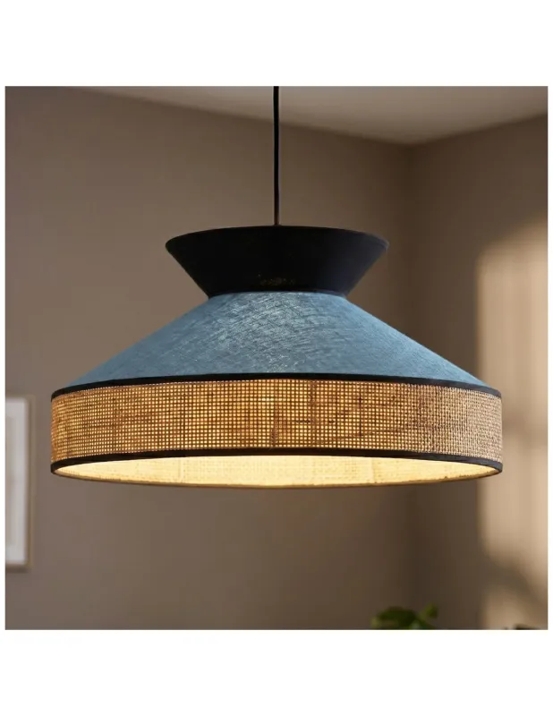 Dodaj do koszyka Lampa wisząca rattanowa Siesta 50cm niebieski / czarny Emibig