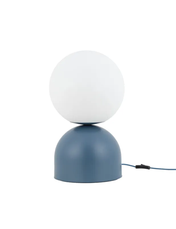 Bezpieczna płatność Lampa stołowa szklana kula Miki Big 30cm H52cm biały / niebieski TK Lighting