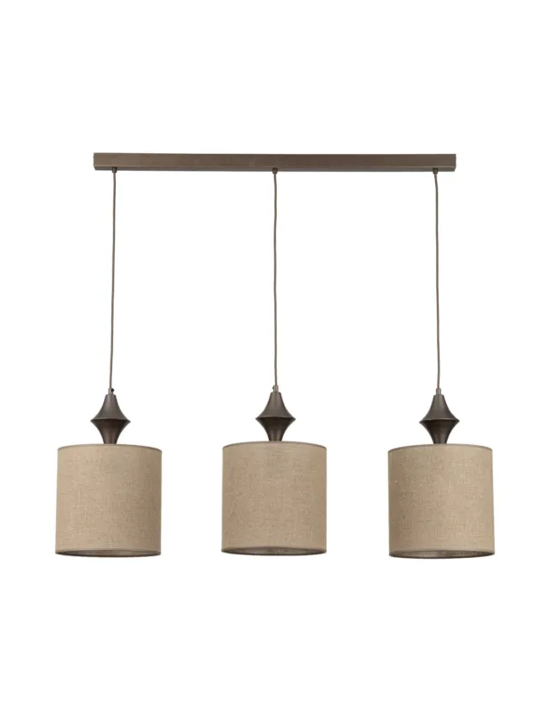 Do wyczerpania zapasów Lampa wisząca z 3 lnianymi abażurami na listwie Amura Sabia 105cm brązowa TK Lighting