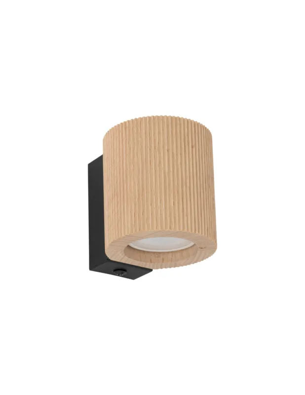 Bezpieczna płatność Kinkiet drewniany ryflowany Eve Corte buk / czarny TK Lighting
