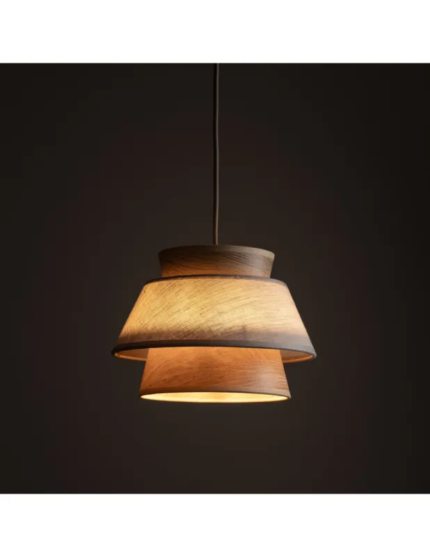Wysoka jakość Lampa wisząca z abażurem Kalum 24cm len / fornir drewniany TK Lighting