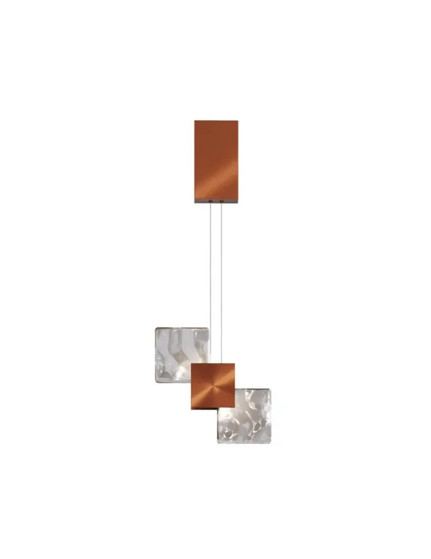 Taniej Lampa wisząca 2 punktowa modern glamour Quadro LED 24cm miedziana Maytoni