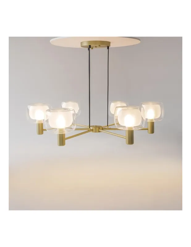 Żyrandol wiszący szklany 6 punktowy Vision LED 96cm przeźroczysty / złoty Maytoni Kup teraz