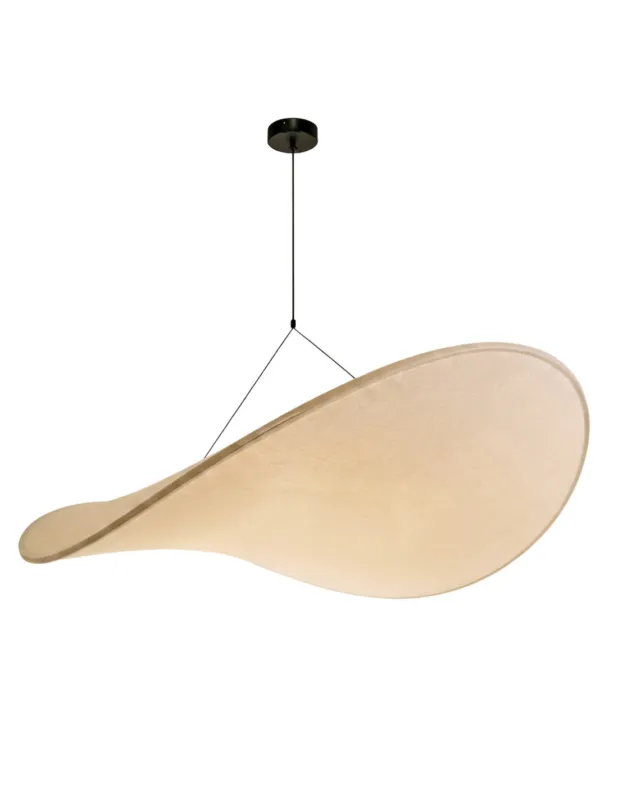 Lampa wisząca japandi z papieru dupont Flow 80cm LED biała Tani