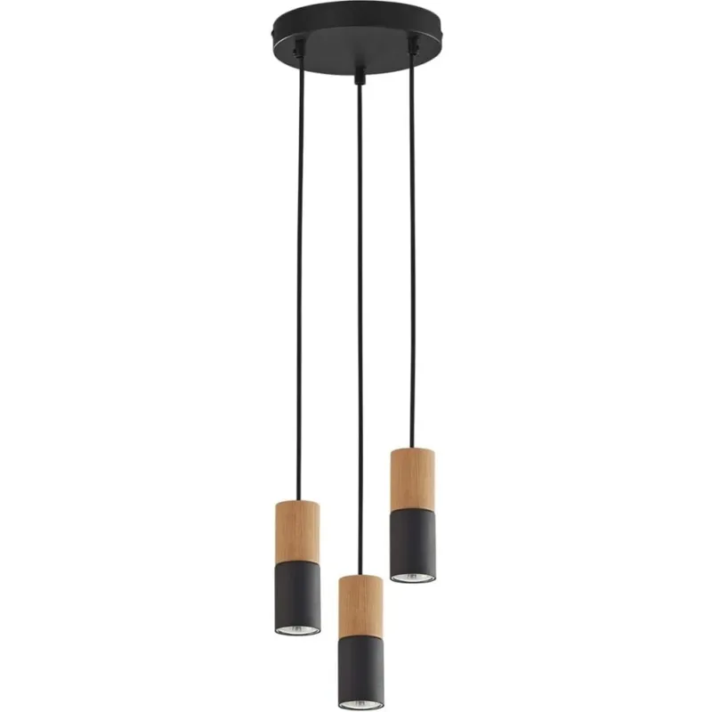 Bestseller Lampa wiszące tuby z drewnem Elit 30 czarna TK Lighting