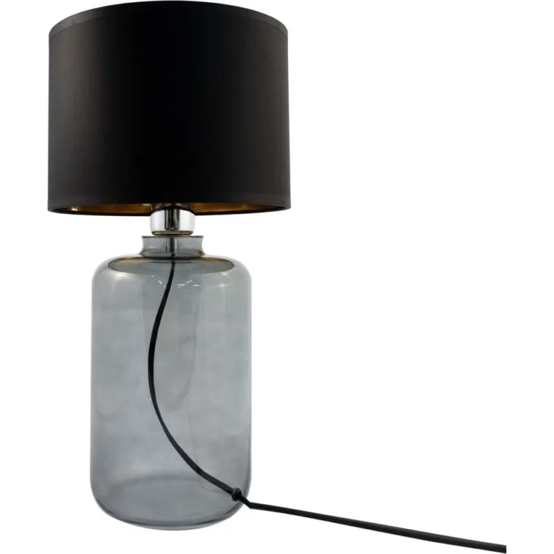 Lampa stołowa szklana z abażurem Samasun czarno-złoty/szkło dymione ZumaLine Wyprzedaż