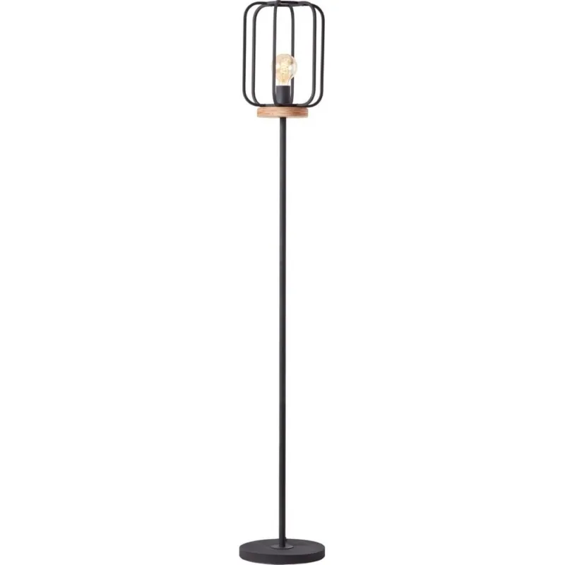 Bezpieczne zakupy Lampa podłogowa druciana Tosh ciemne drewno/czarna Brilliant