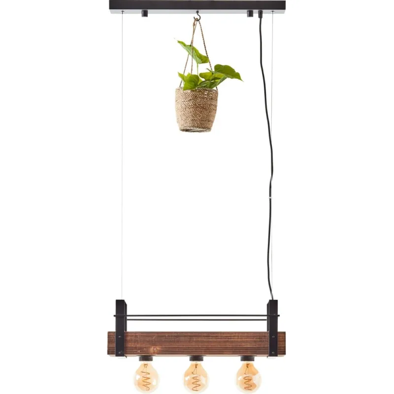 Darmowy zwrot Lampa wisząca belka loft Bankwood 50 ciemne drewno Brilliant