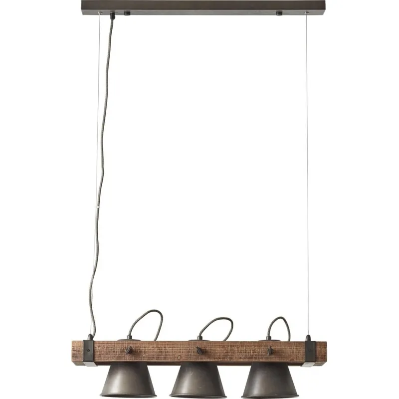 Premium Lampa wisząca drewniana belka Decca 70 czarna stal Brilliant