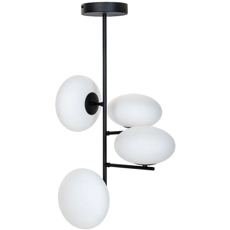 Hit sprzedaży Lampa sufitowa szklana 4 punktowa Omi 40cm biały opal / czarny Zumaline