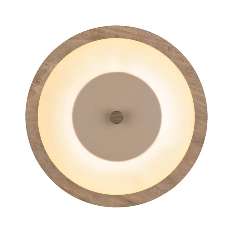 Łatwy zwrot Kinkiet drewniany okrągły Bugie LED 23cm orzech / opal LoftLight