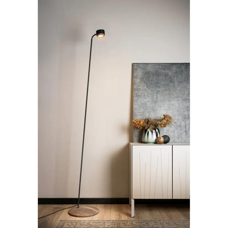 Wyjątkowa oferta Lampa podłogowa ze ściemniaczem Jubi Walnut LED 150cm czarna LoftLight