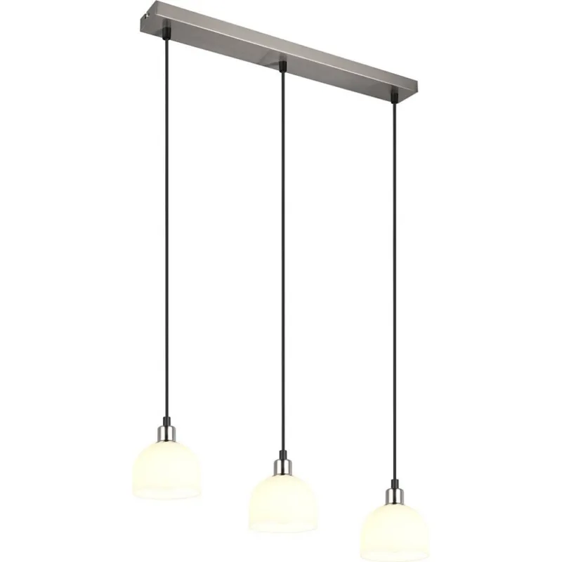 Lampa wisząca szklana potrójna na listwie Molly III 60cm biały / nikiel mat Reality Szybka wysyłka