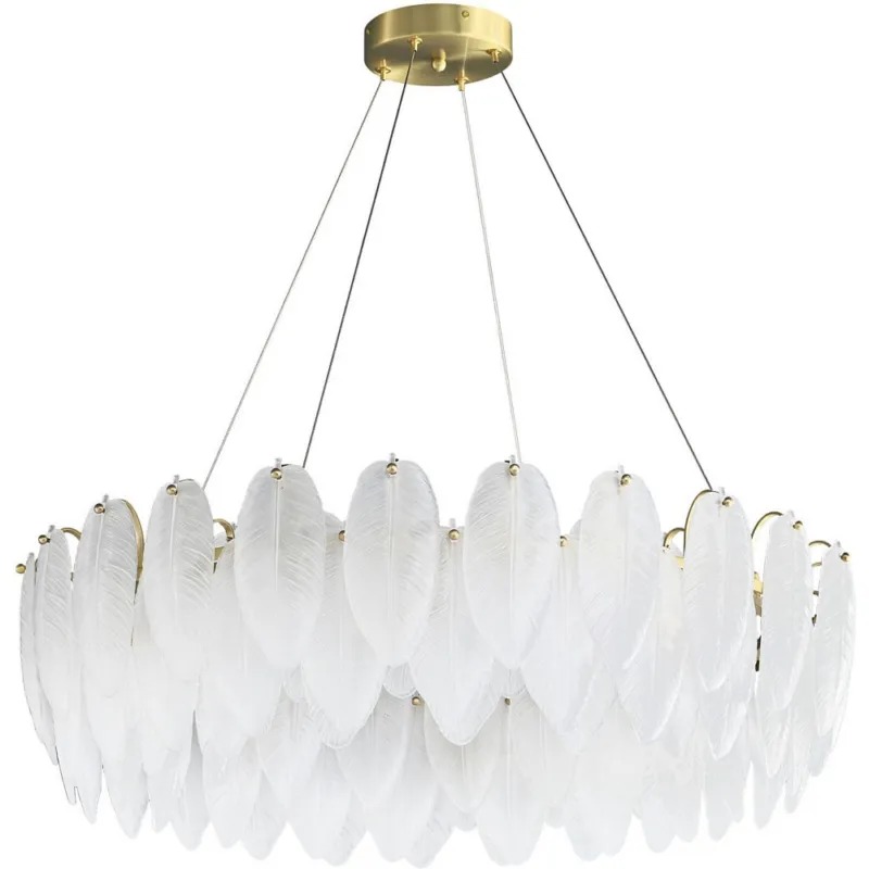 Bestseller Lampa wisząca szklana dekoracyjna Piuma 80cm biały / mosiądz Step Into Design