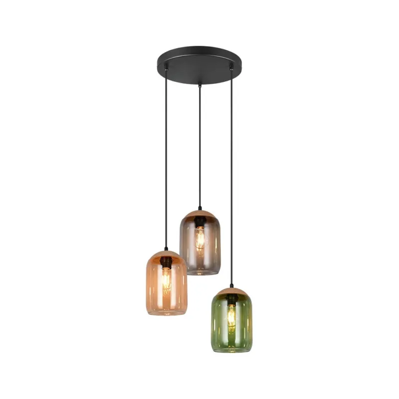 Ostatnia szansa Lampa szklana potrójna Cork 90cm multikolor Trio
