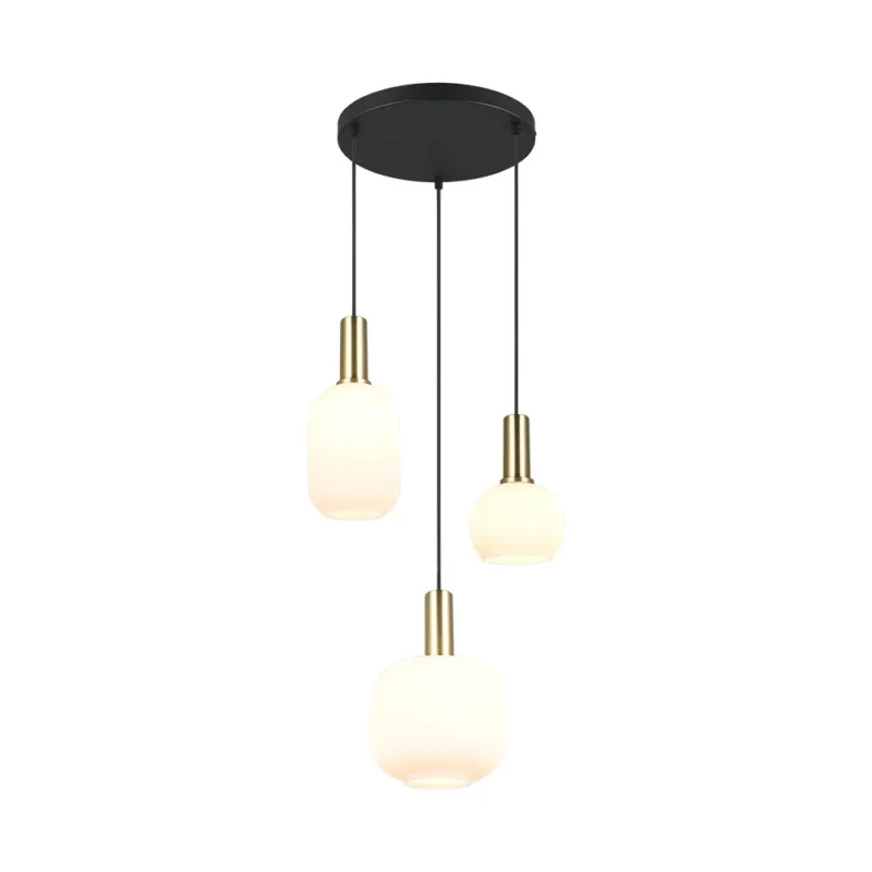 Obniżka ceny Lampa wisząca szklana potrójna Diva III 30cm biały / mosiądz Trio