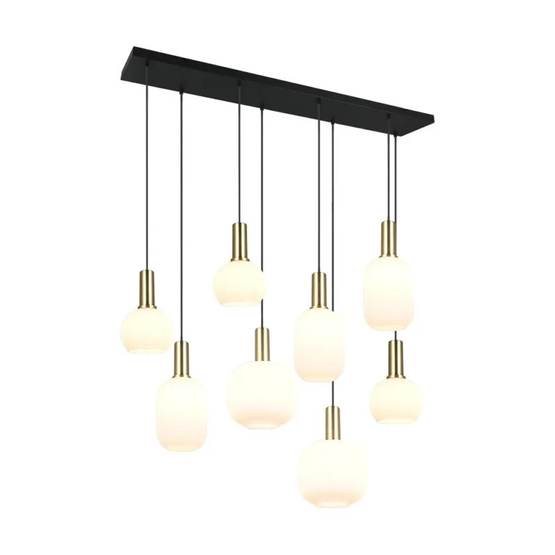 Wyprzedaż Lampa wisząca szklana na listwie Diva VIII 120cm biały / mosiądz Trio