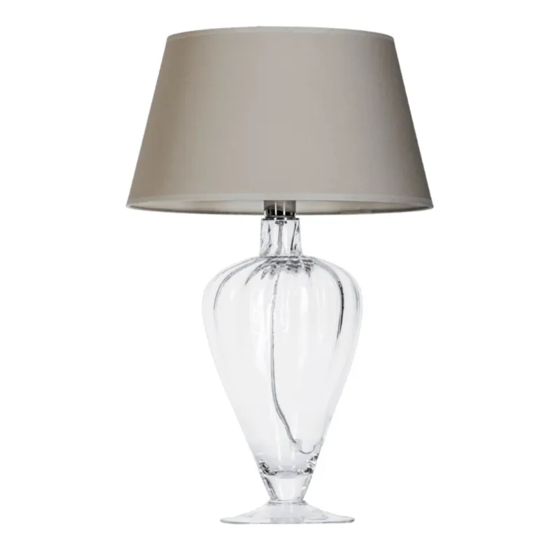 Obniżka ceny Lampa stołowa Bristol Clear z szarym abażurem