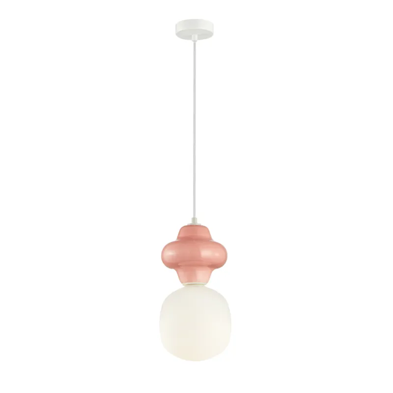 Oferta Różowa lampa wisząca Latera – biały klosz