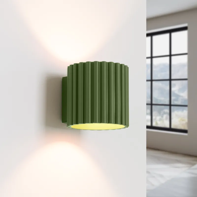 Zielona lampa ścienna Medina G9 z ozdobnym karbowaniem Ostatnie sztuki