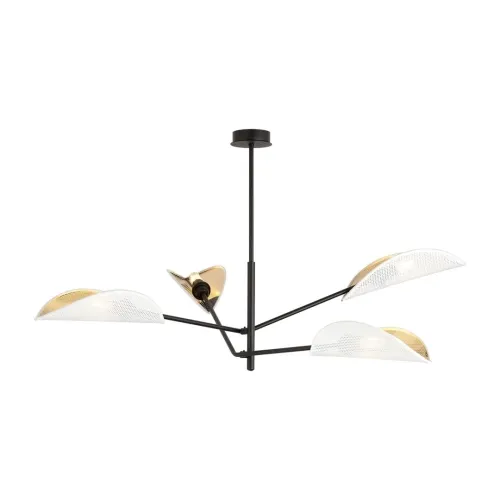 Czarna lampa sufitowa z biało złotymi kloszami z metalowej siatki Emibig 1159/4 Vene 4xE14 Super okazja