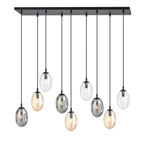 Kup teraz Lampa wisząca na czarnej prostokątnej rozecie z wielokolorowymi szklanymi kloszami Emibig 1268/9M1 Astral 3xE14 40cm