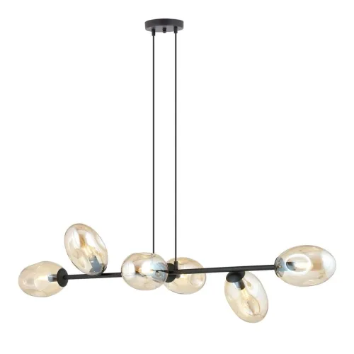 Zamów teraz Lampa wisząca czarna listwa z miodowymi szklanymi kloszami Emibig 1264/6 Pandora 6xE14 120cm