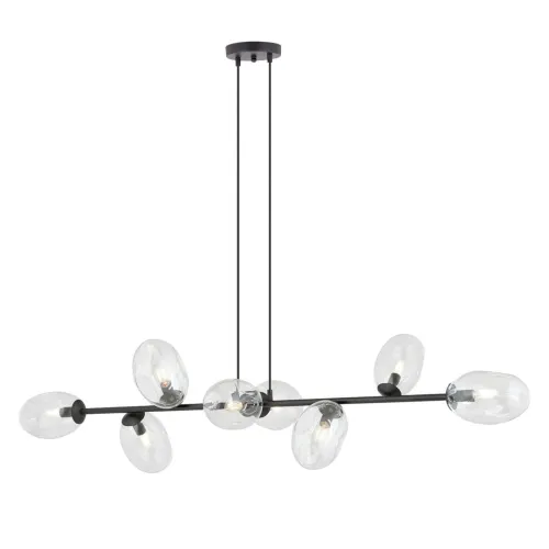 Lampa wisząca czarna listwa z transparentnymi szklanymi kloszami Emibig 1262/8 Pandora 6xE14 120cm Hit cenowy