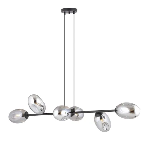Lampa wisząca czarna listwa z grafitowymi szklanymi kloszami Emibig 1263/6 Pandora 6xE14 120cm Dostępne od ręki