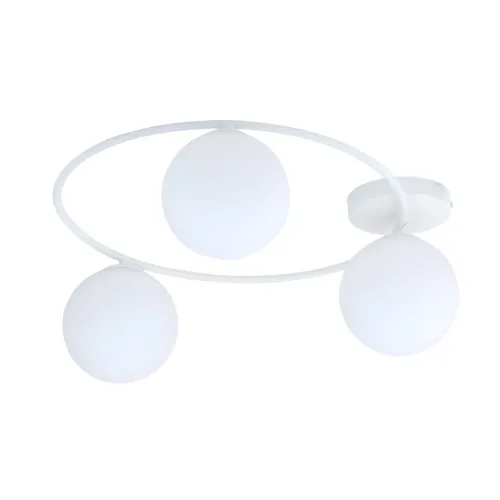 Wysoka jakość Lampa sufitowa biała obręcz z trzema białymi kloszami kulami Emibig 1258/3 Sopra 47cm