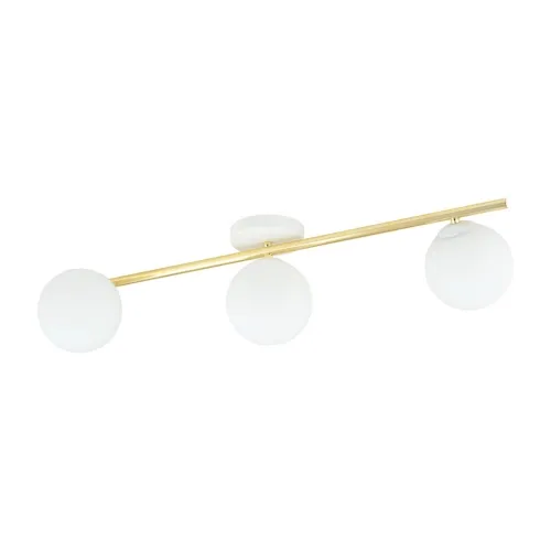 Lampa sufitowa z trzema białymi kloszami na złotej listwie Emibig 1249/3 Splendi 3xE14 80cm Bestseller
