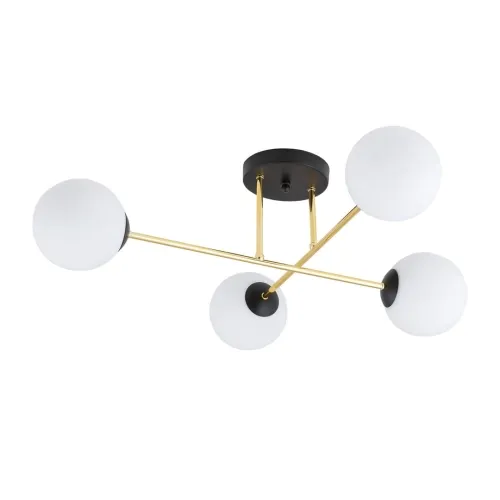Czarno złota lampa sufitowa cztery białe kule na listwie Emibig 1233/4 Magnum 4xE14 75cm Oferta limitowana