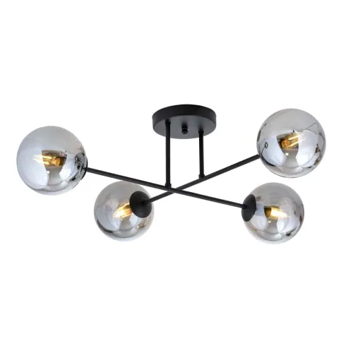 Czarna lampa sufitowa cztery grafitowe kule na listwie Emibig 1245/4 Roma 4xE14 75cm Promocja