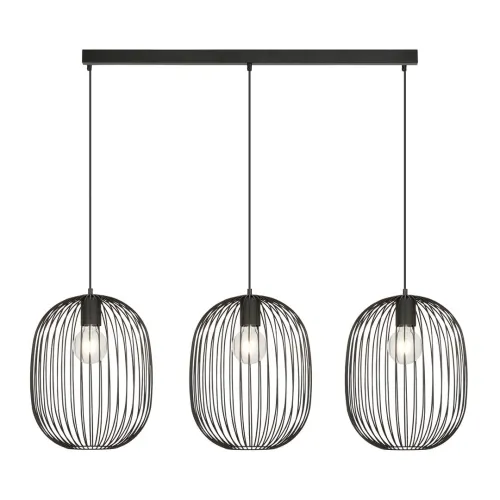 Czarna lampa wisząca z trzema drucianymi kloszami na listwie Emibig 1304/3 Onyx 3xE27 120cm Taniej