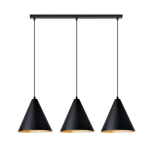 Czarno złota potrójna lampa wisząca stożek nad stół Emibig 1272/3 Rebel 3xE27 93cm Tani