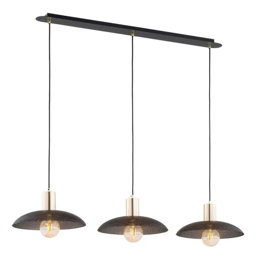 Tylko dziś Czarno złota lampa wisząca z drucianymi kloszami na listwie nad stół Emibig 1320/3 Spirit 3xE27 90cm